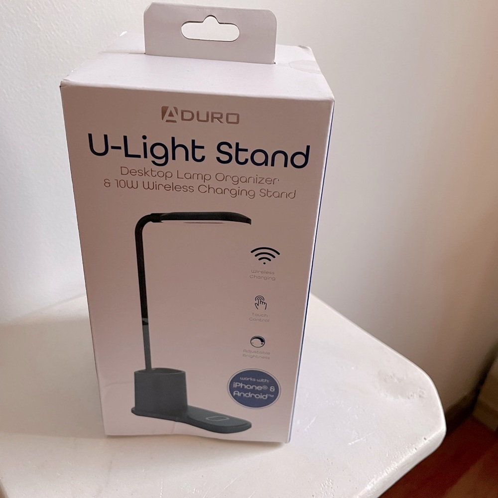 Wireless charging stand desk organizer $69.99 by Aduro for iPhone android white